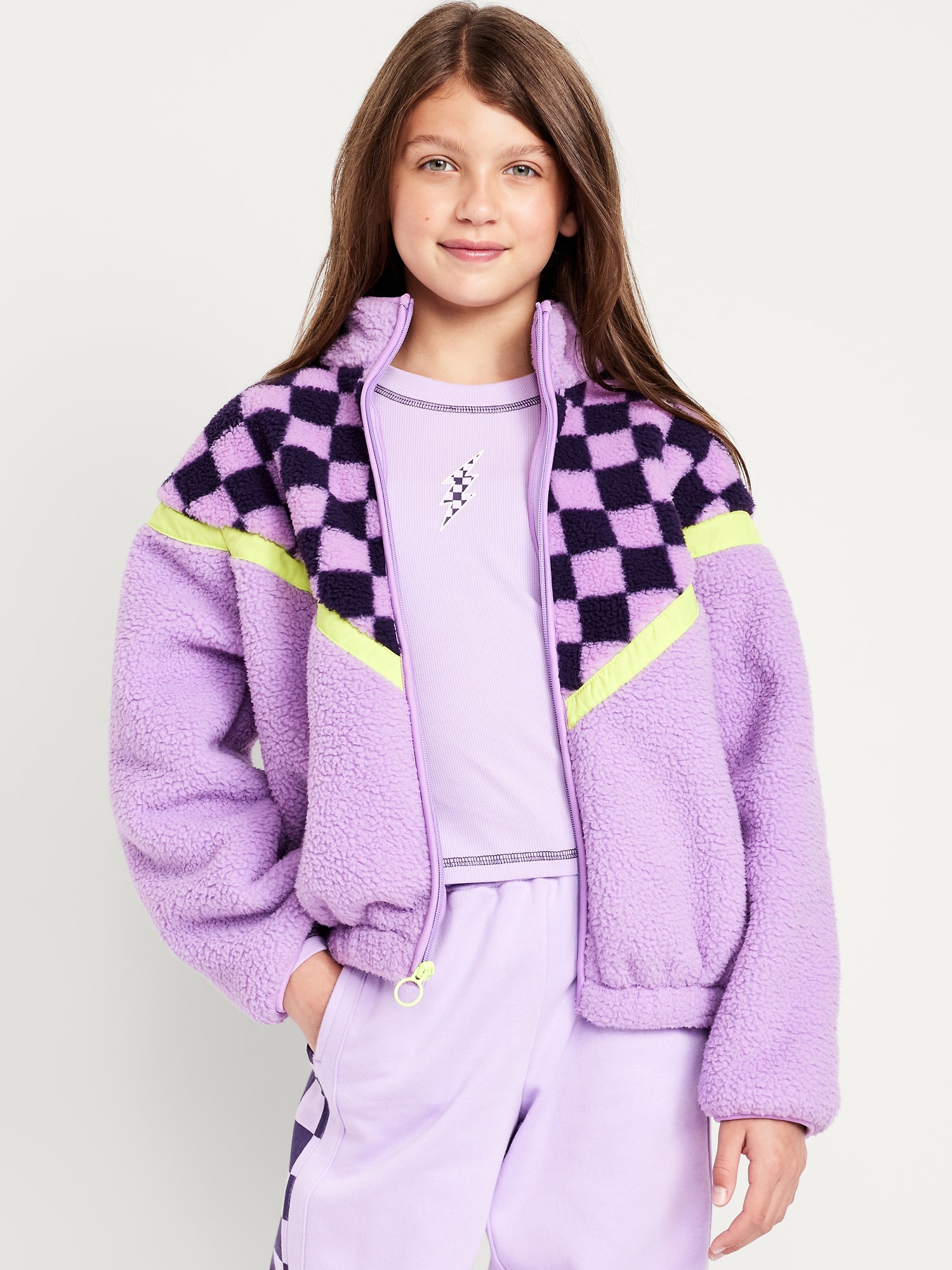 Sherpa Zip-Front Jacket for Girls