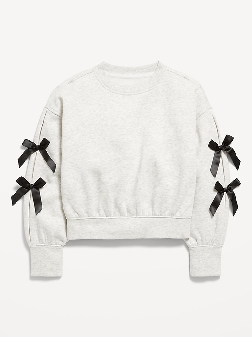 Image number 2 showing, Cozy Bow-Sleeve Crew-Neck Sweatshirt for Girls