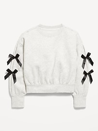 Image number 2 showing, Cozy Bow-Sleeve Crew-Neck Sweatshirt for Girls