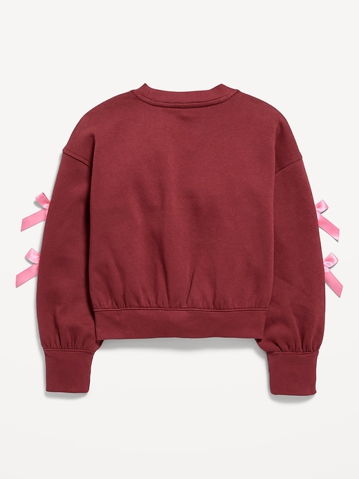 Image number 3 showing, Cozy Bow-Sleeve Crew-Neck Sweatshirt for Girls