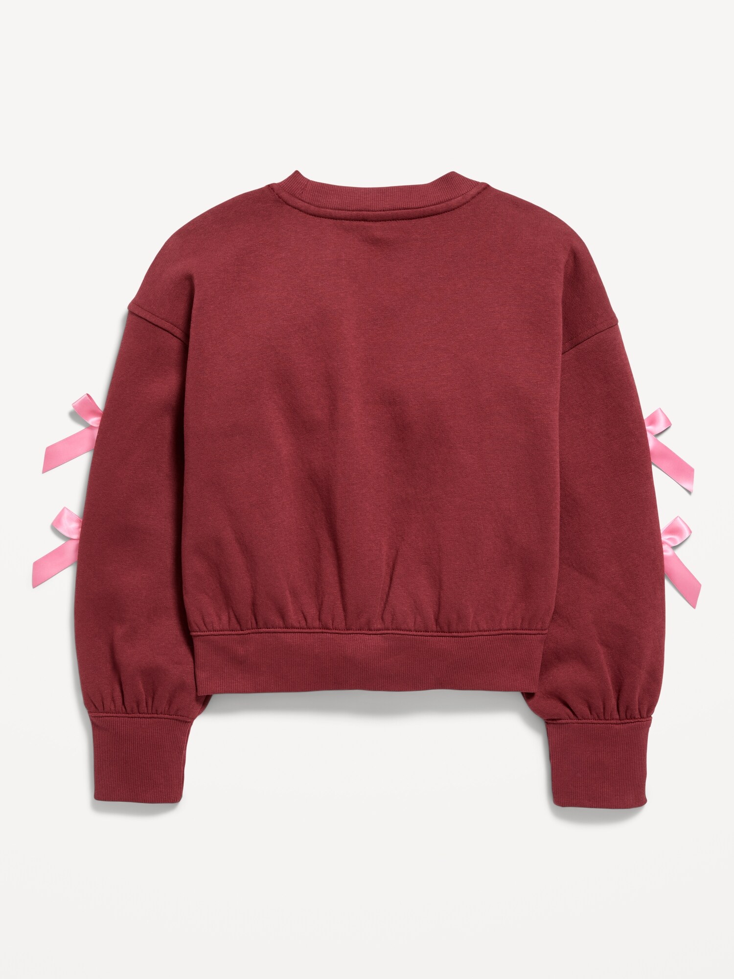 Толстовка Old Navy Cozy Bow-Sleeve Crew-Neck Sweatshirt для девочек, цвет: Глубокий красный — фото 3