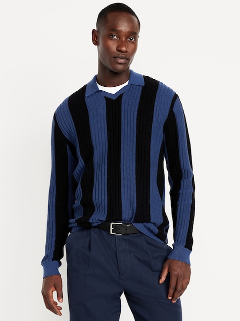 Rugby Stripe Sweater - Blue/Black Stripe