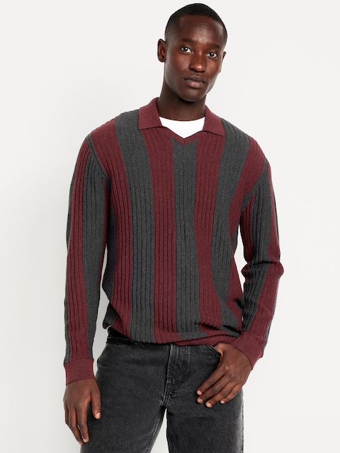 Rugby Stripe Sweater - Red/Gray Stripe