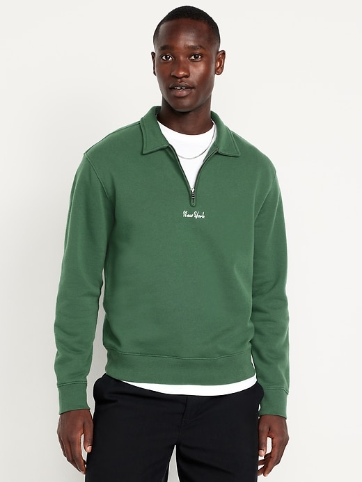 Image number 1 showing, Collared Graphic Fleece Pullover