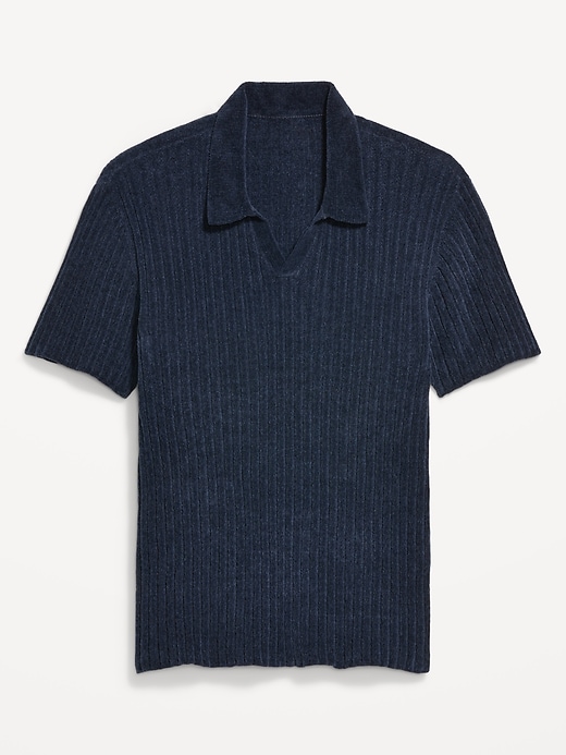 Image number 4 showing, Short-Sleeve Chenille Polo Sweater