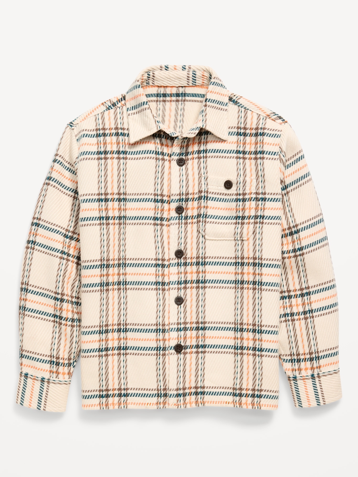 Long-Sleeve Textured Plaid Shirt for Boys