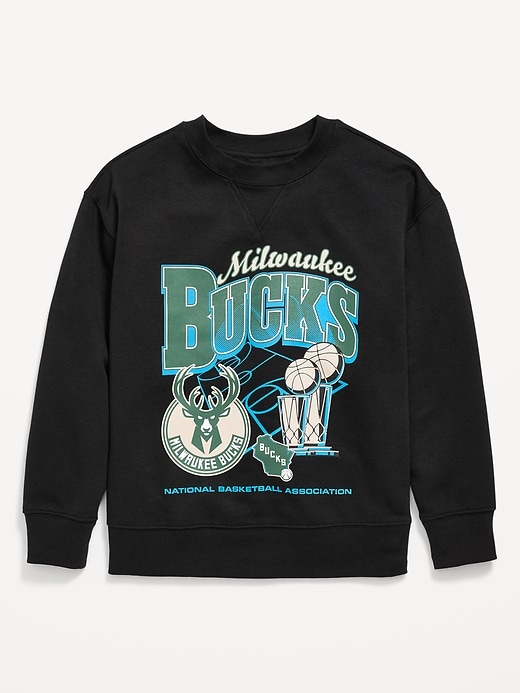 Image number 2 showing, NBA© Milwaukee Bucks© Oversized Gender-Neutral Sweatshirt for Kids