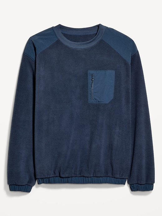 Image number 4 showing, Oversized Microfleece Utility Pocket Crew-Neck