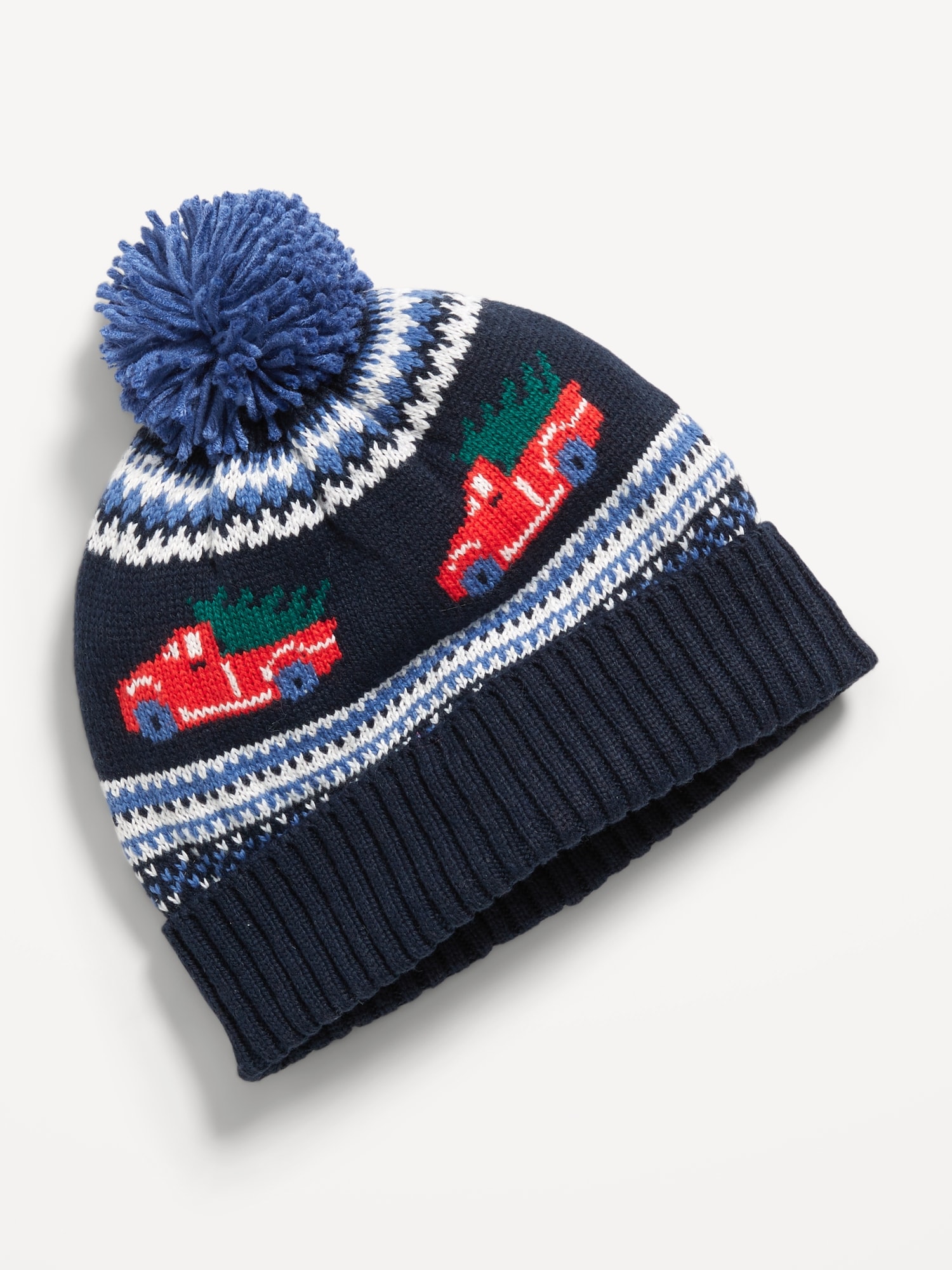 Unisex Pom-Pom Fair-Isle Beanie for Toddler