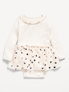 Long-Sleeve Ribbed Bodysuit Tutu Dress for Baby