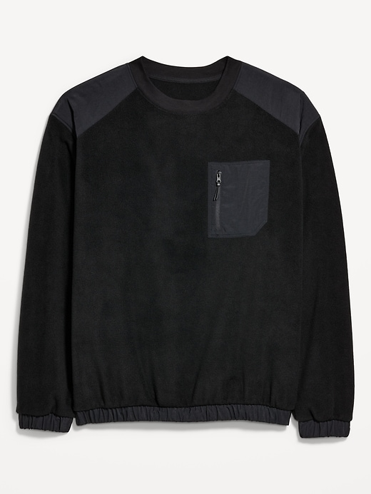 Image number 4 showing, Oversized Microfleece Utility Pocket Crew-Neck