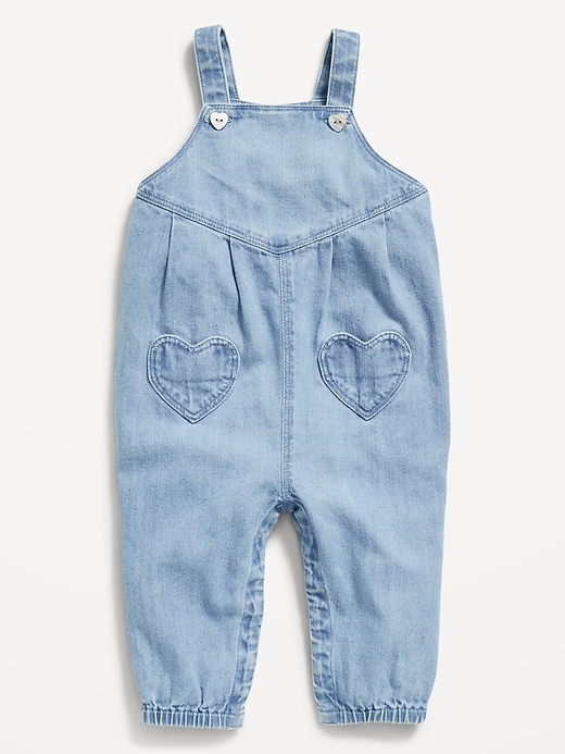 Image number 1 showing, Sleeveless Heart-Pocket Jean Jumpsuit for Baby