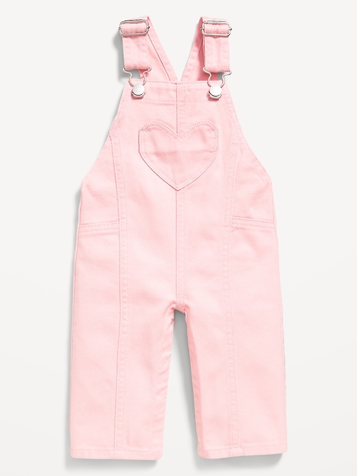 Image number 1 showing, Heart-Pocket Wide-Leg Overalls for Baby