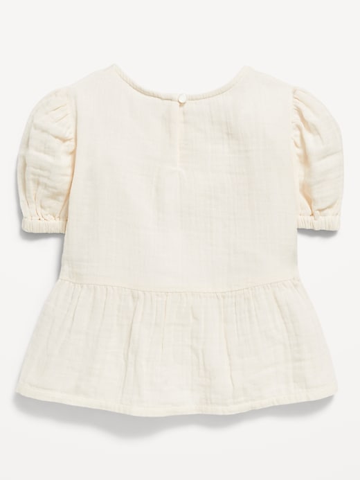 Image number 2 showing, Short-Sleeve Double-Weave Peplum Top for Toddler Girls