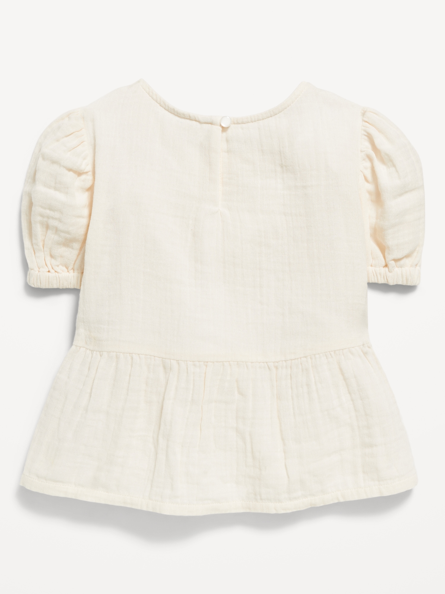 Short-Sleeve Double-Weave Peplum Top for Toddler Girls