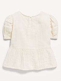 Image number 2 showing, Short-Sleeve Double-Weave Peplum Top for Toddler Girls