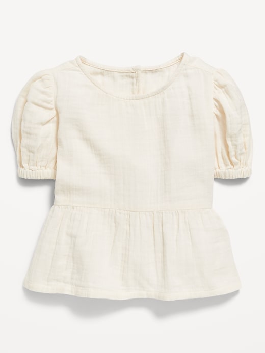 Image number 1 showing, Short-Sleeve Double-Weave Peplum Top for Toddler Girls
