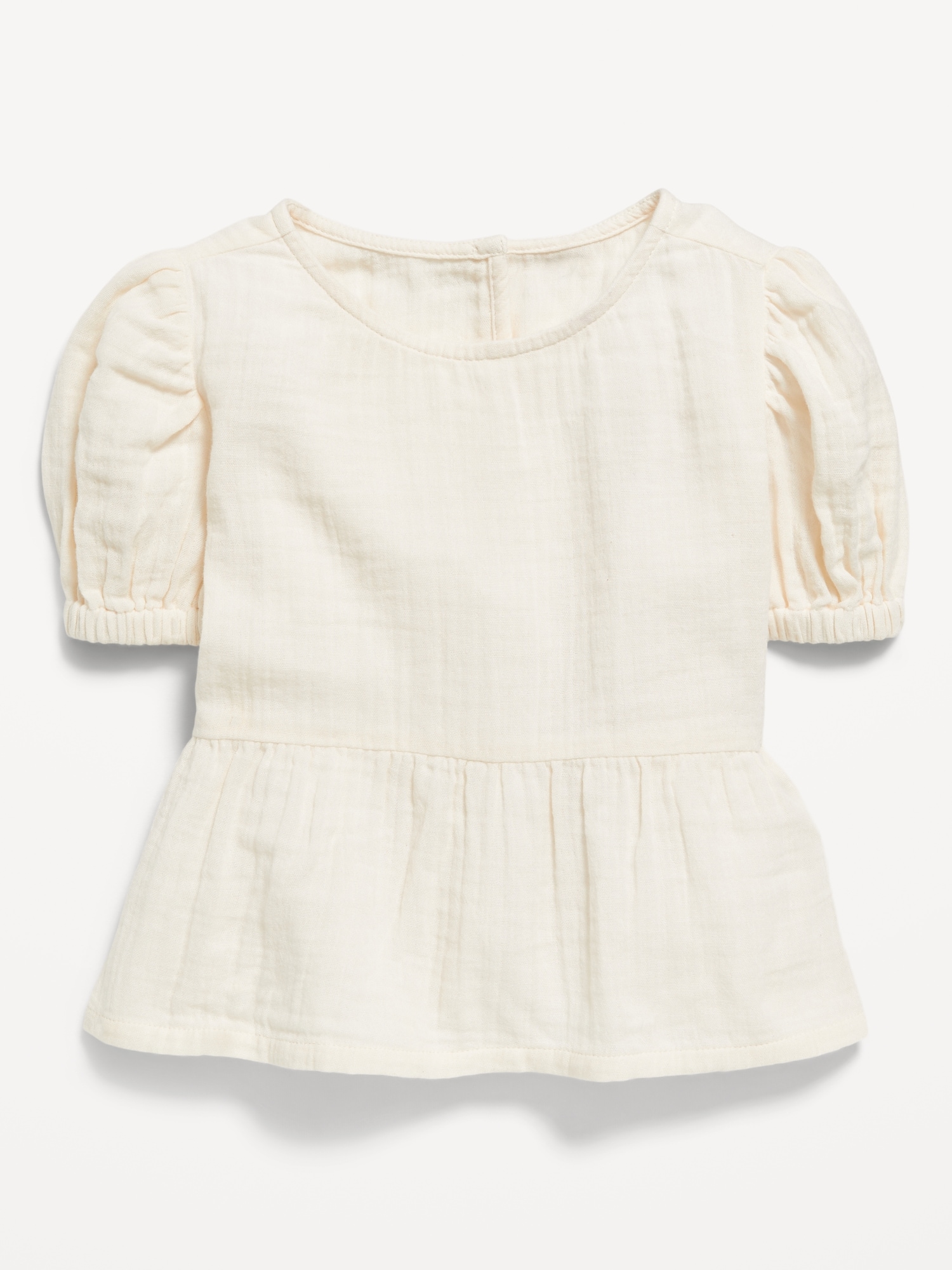 Short-Sleeve Double-Weave Peplum Top for Toddler Girls