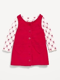 Image number 1 showing, Printed Long-Sleeve Ribbed T-Shirt and Pocket Dress Set for Baby