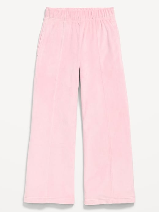 Image number 4 showing, High-Waisted Velour Wide-Leg Pants for Girls