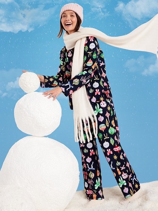 Image number 1 showing, Printed Flannel Pajama Pant Set for Women