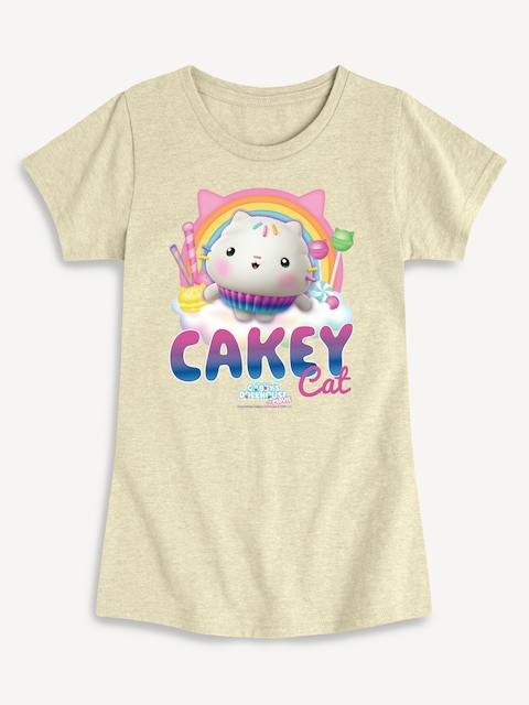 Gabbys Dollhouse Cakey Cat Tee Fitted Short Sleeve T-Shirt For Toddler - Birch