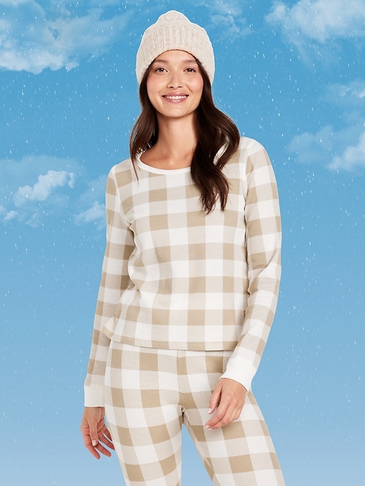 Image number 1 showing, Scoop-Neck Waffle Pajama Top for Women