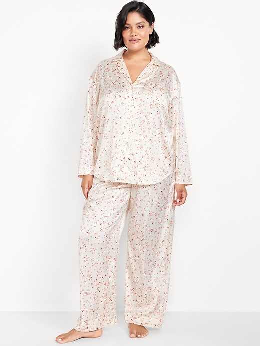 Image number 7 showing, Printed Satin Pajama Pant Set for Women