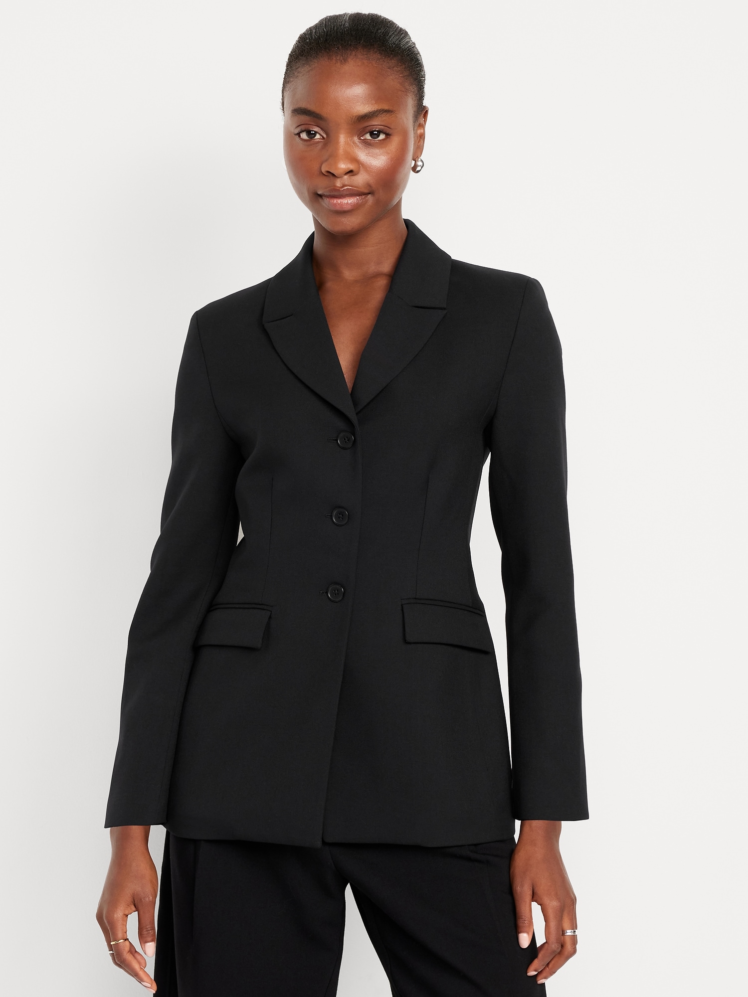 Fitted Button-Front Blazer