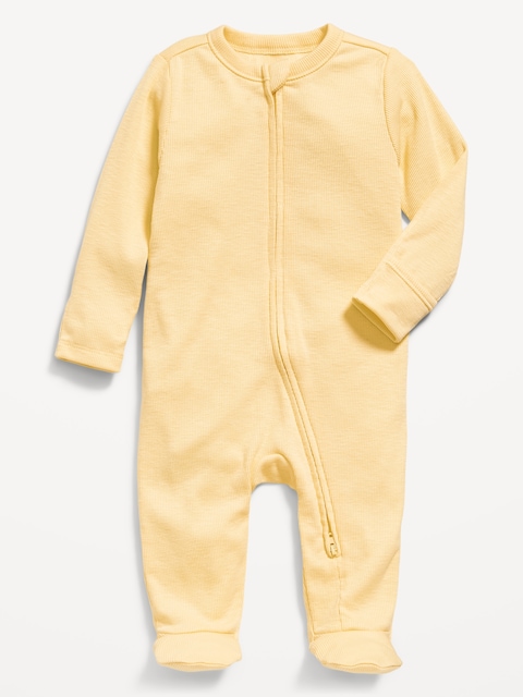 Ribbed 2-Way-Zip Sleep & Play Footed One-Piece for Baby