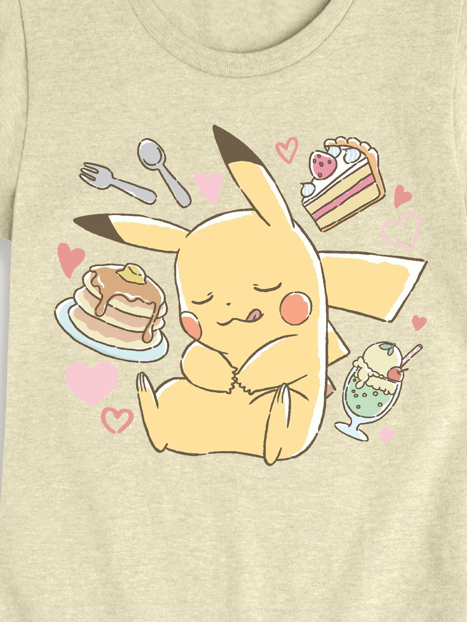 Футболка Old Navy Pokemon Pikachu Dessert Fitted Short Sleeve T-Shirt для девочек, цвет: Берёзовый — фото 2