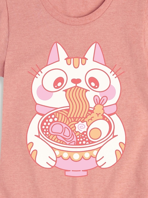 Image number 2 showing, Ramen Cat Fitted Short Sleeve T-Shirt For Girls