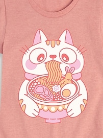 Image number 2 showing, Ramen Cat Fitted Short Sleeve T-Shirt For Girls