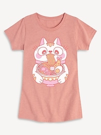 Image number 1 showing, Ramen Cat Fitted Short Sleeve T-Shirt For Girls