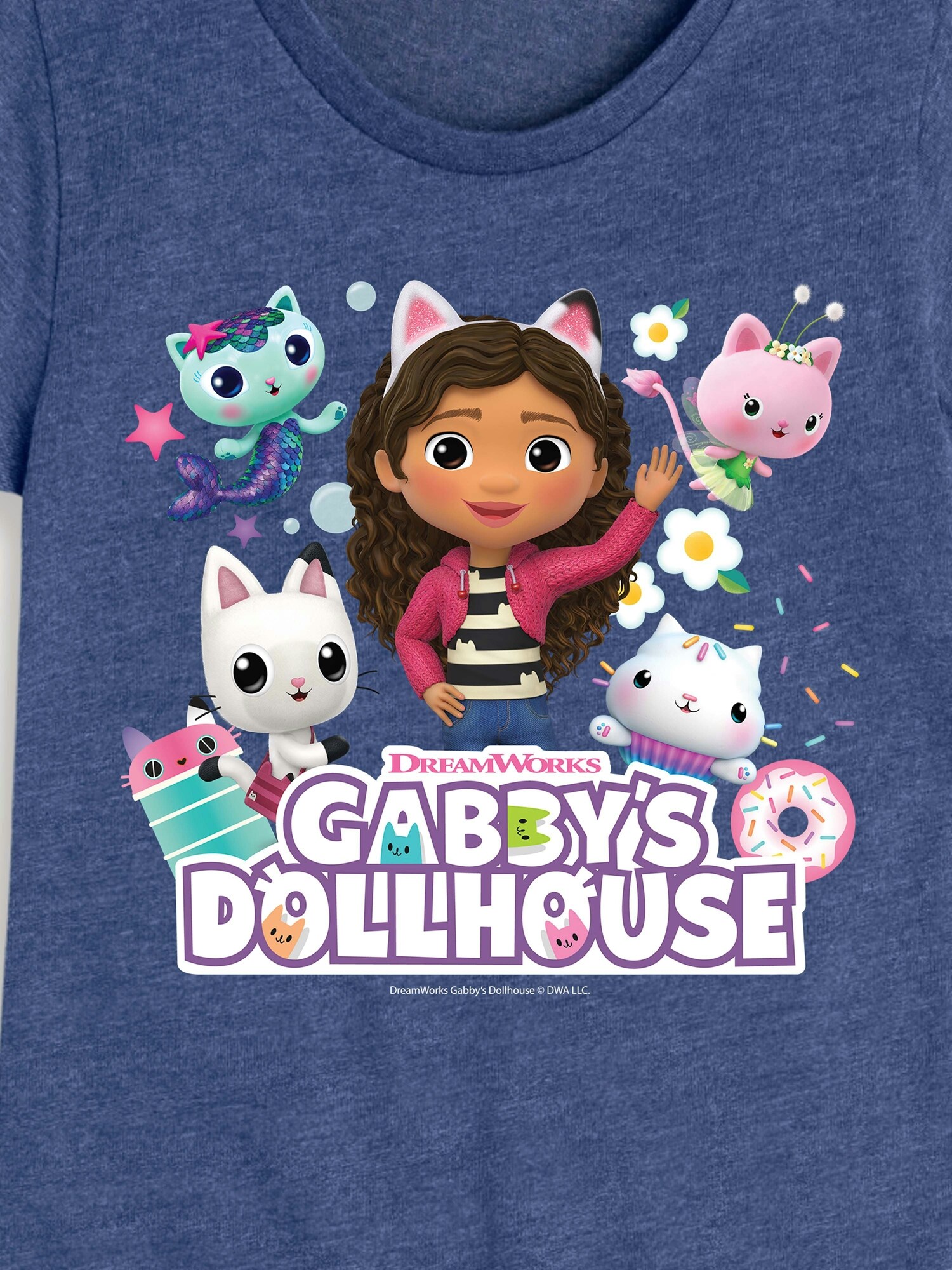 Футболка Old Navy Gabbys Dollhouse Group Fitted Short Sleeve T-Shirt для малышей, цвет: Тёмно-синий меланжевый — фото 2
