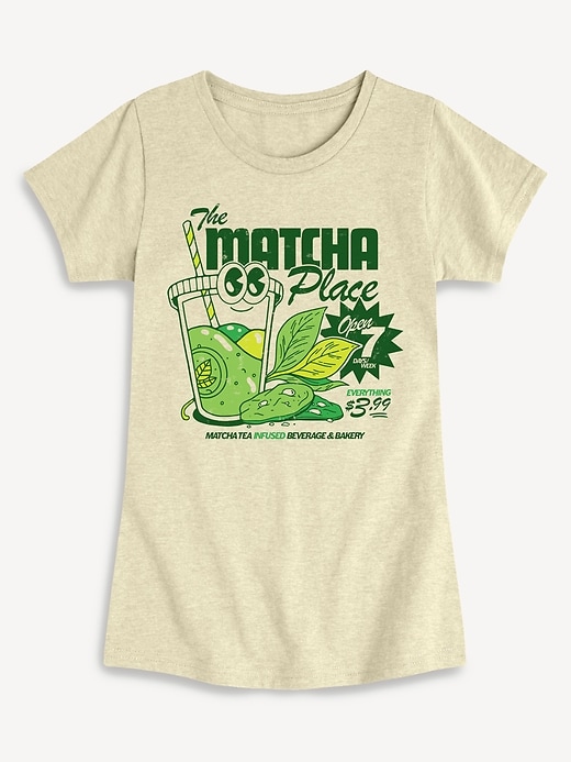 Image number 1 showing, Kawaii Matcha Fitted Short Sleeve T-Shirt For Girls