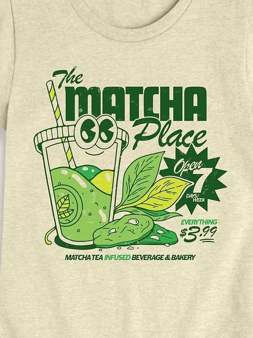 Image number 2 showing, Kawaii Matcha Fitted Short Sleeve T-Shirt For Girls
