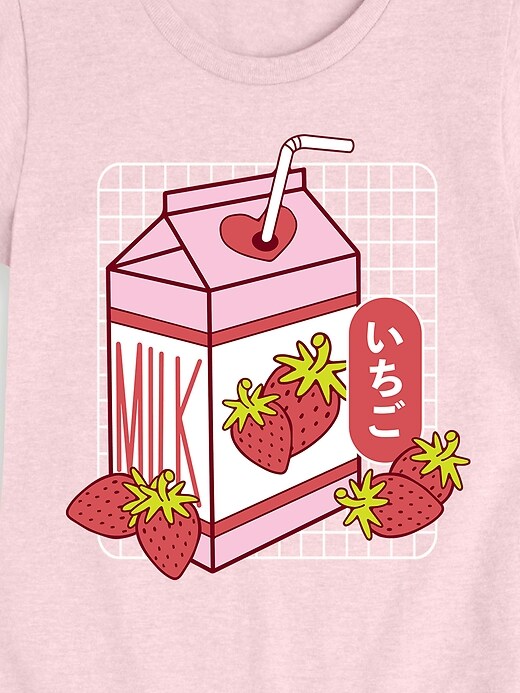Image number 2 showing, Kawaii Strawberry Milk Fitted Short Sleeve T-Shirt For Girls