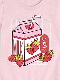Image number 2 showing, Kawaii Strawberry Milk Fitted Short Sleeve T-Shirt For Girls