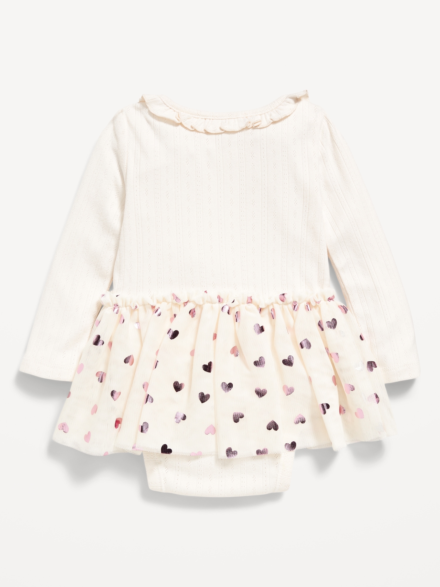 Long-Sleeve Ribbed Bodysuit Tutu Dress for Baby