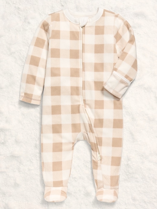 Image number 1 showing, 2-Way-Zip Sleep & Play Microfleece Footed One-Piece for Baby