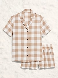 Image number 1 showing, Plaid Flannel Pajama Short Set for Women