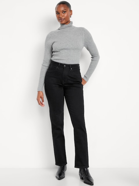 Curvy Extra High-Waisted Straight Jeans - Black Jack