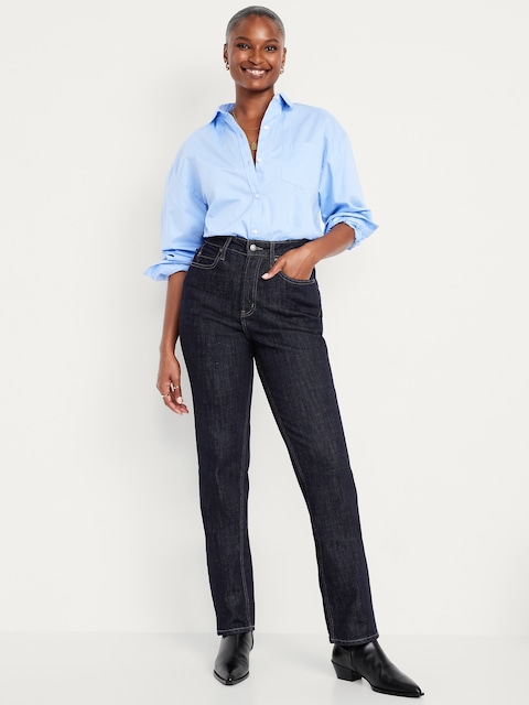 Curvy Extra High-Waisted Straight Jeans - Rinse