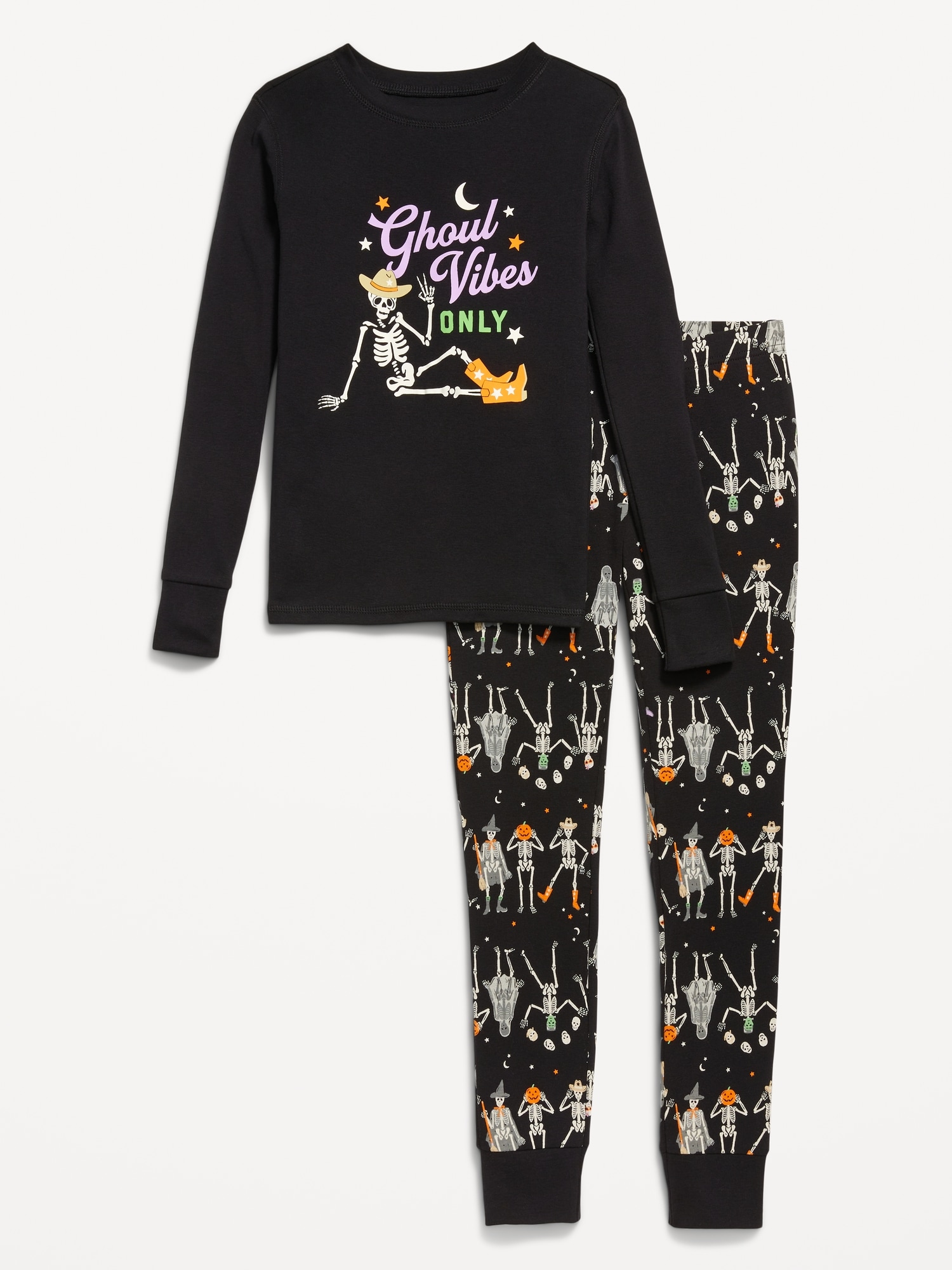 Gender-Neutral Snug-Fit Graphic Pajama Set for Kids