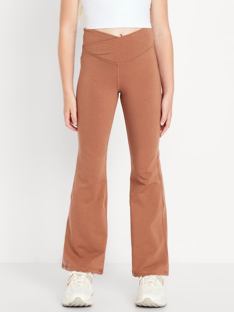 High-Waisted PowerChill Crossover Flared Leggings for Girls - Cork