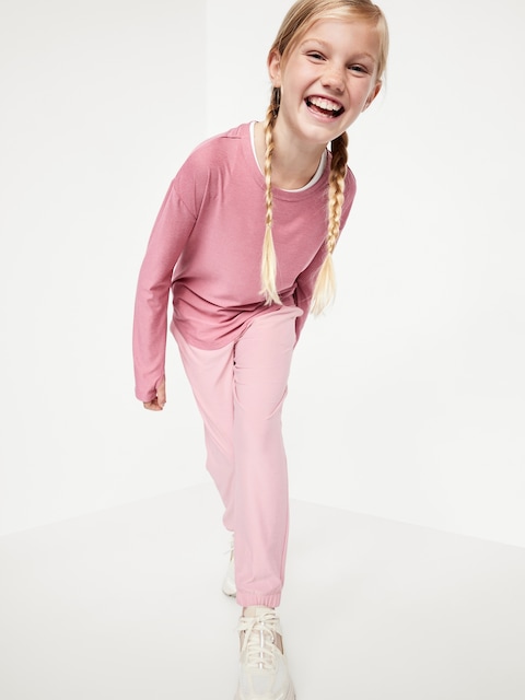 CloudMotion High-Waisted Jogger Sweatpants for Girls - Fairytale Rose