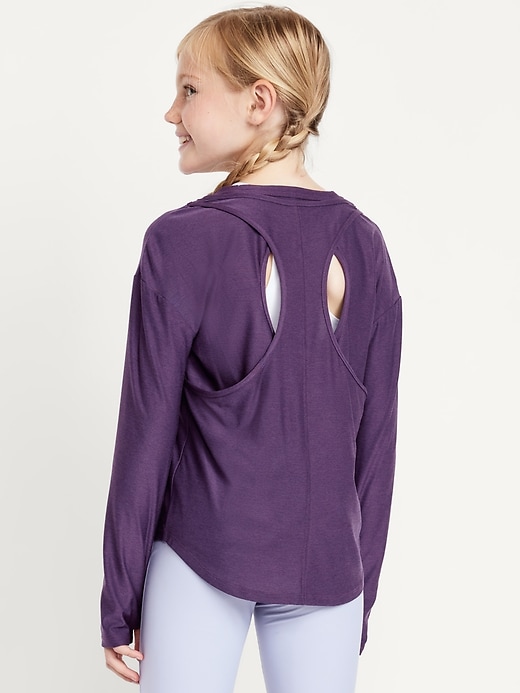 Image number 2 showing, CloudMotion Long-Sleeve Back-Cutout Performance T-Shirt for Girls