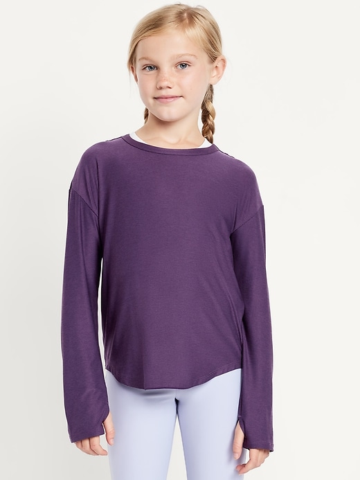 Image number 3 showing, CloudMotion Long-Sleeve Back-Cutout Performance T-Shirt for Girls
