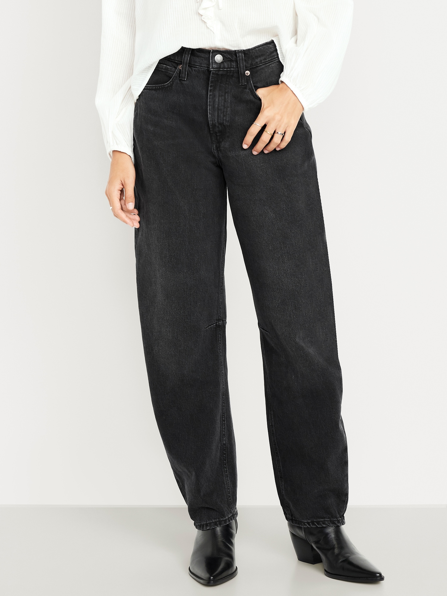 High-Waisted Barrel Jeans